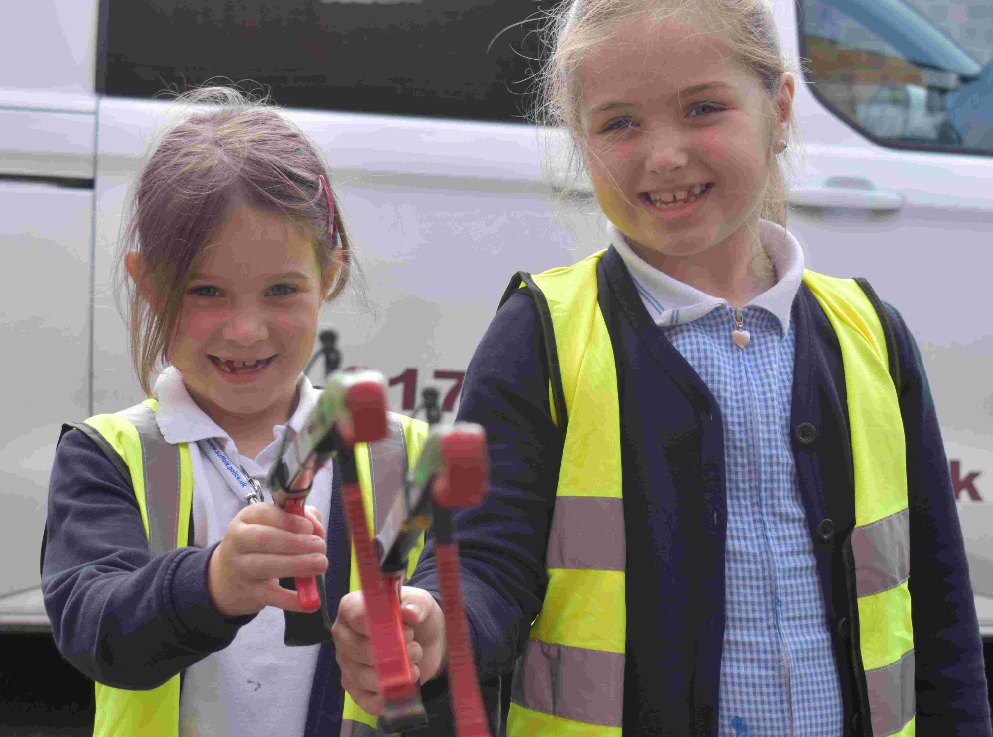 Two children from Sudbury find out about careers with Sudbury Town Council 